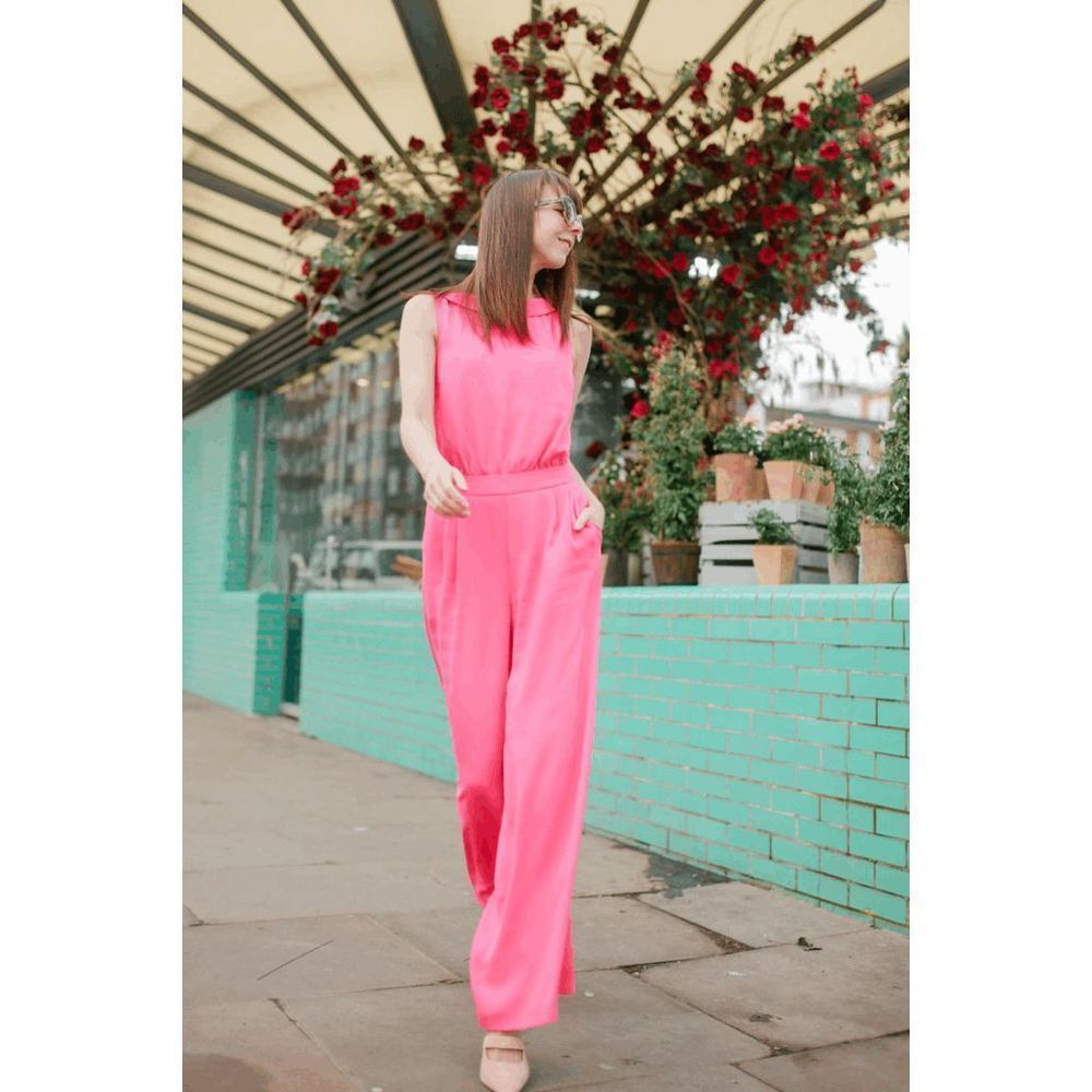 BODEN Clarissa wide leg Jumpsuit Tutti Fruity Pink womens size 6 NWT - Picture 1 of 8